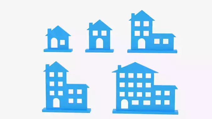 Cartoon House Icon Collection Low-poly 3D model