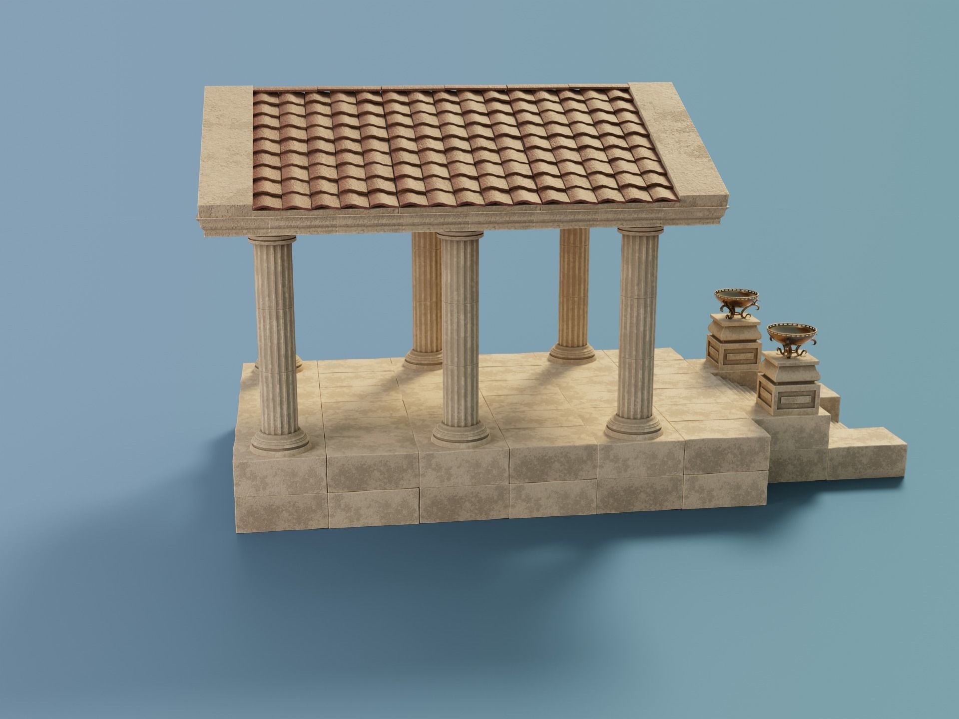 Ancient Temple Building Set Low-poly 3D model_5
