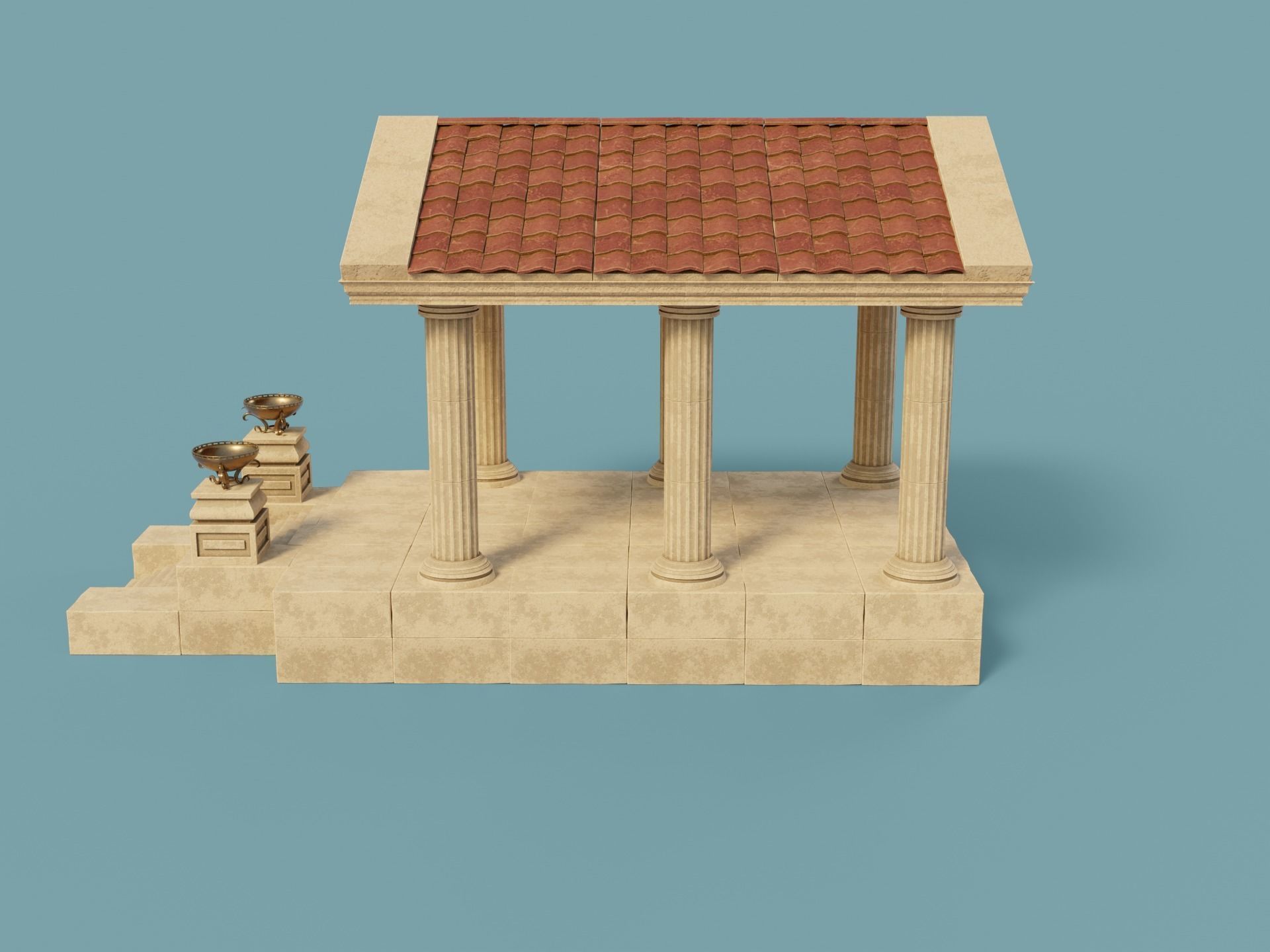 Ancient Temple Building Set Low-poly 3D model_8