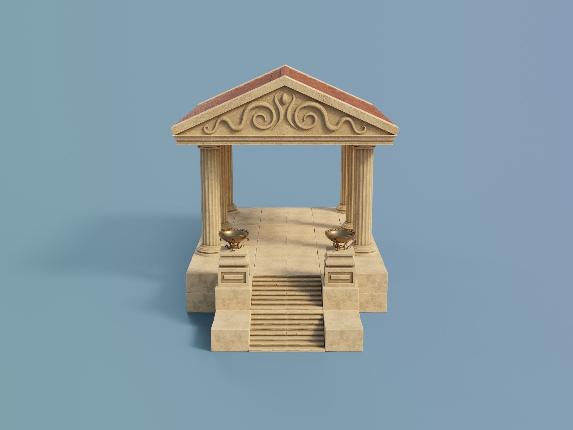 Ancient Temple Building Set Low-poly 3D model_3