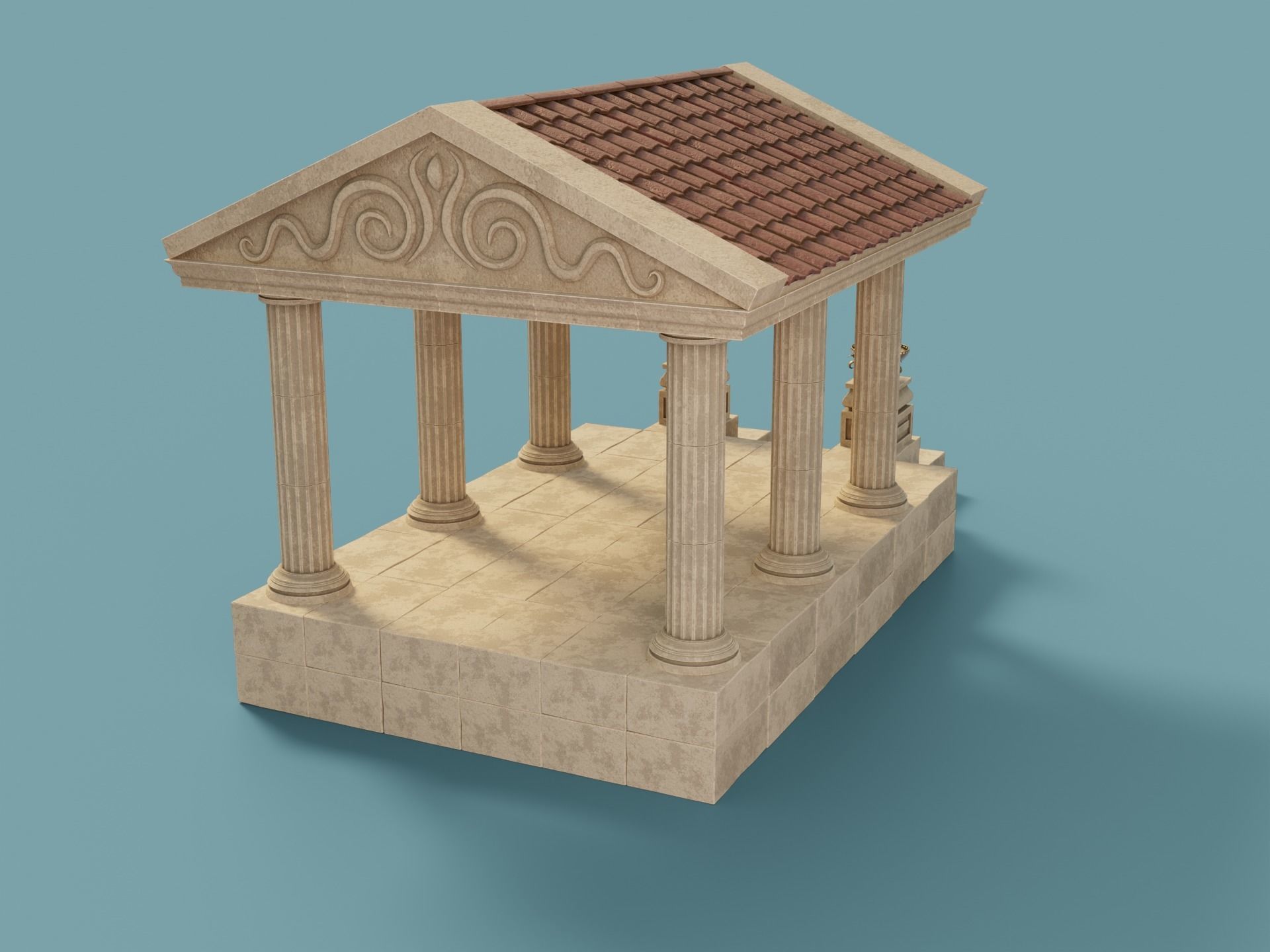 Ancient Temple Building Set Low-poly 3D model_6