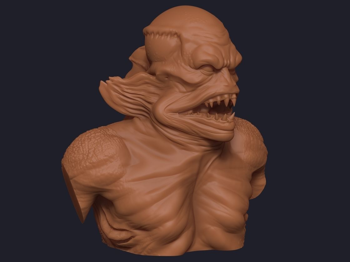 Merman bust 3D print model_17