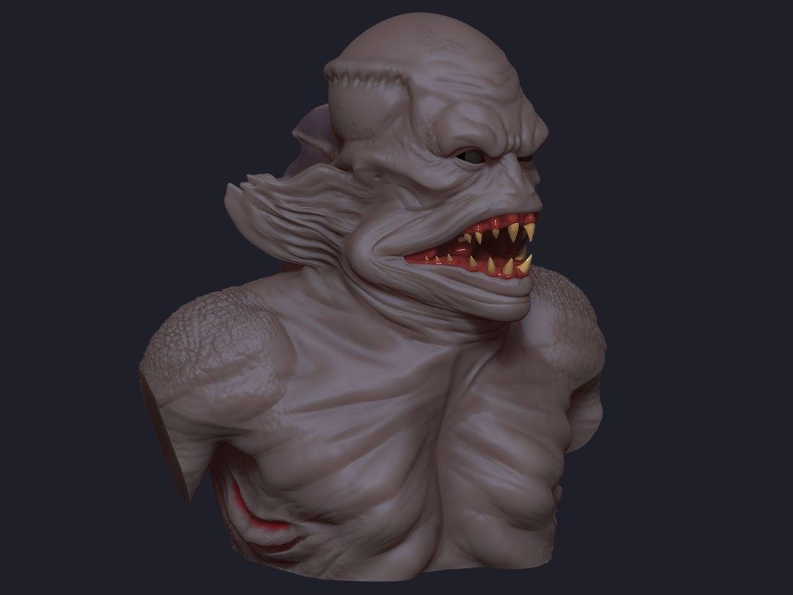 Merman bust 3D print model_16