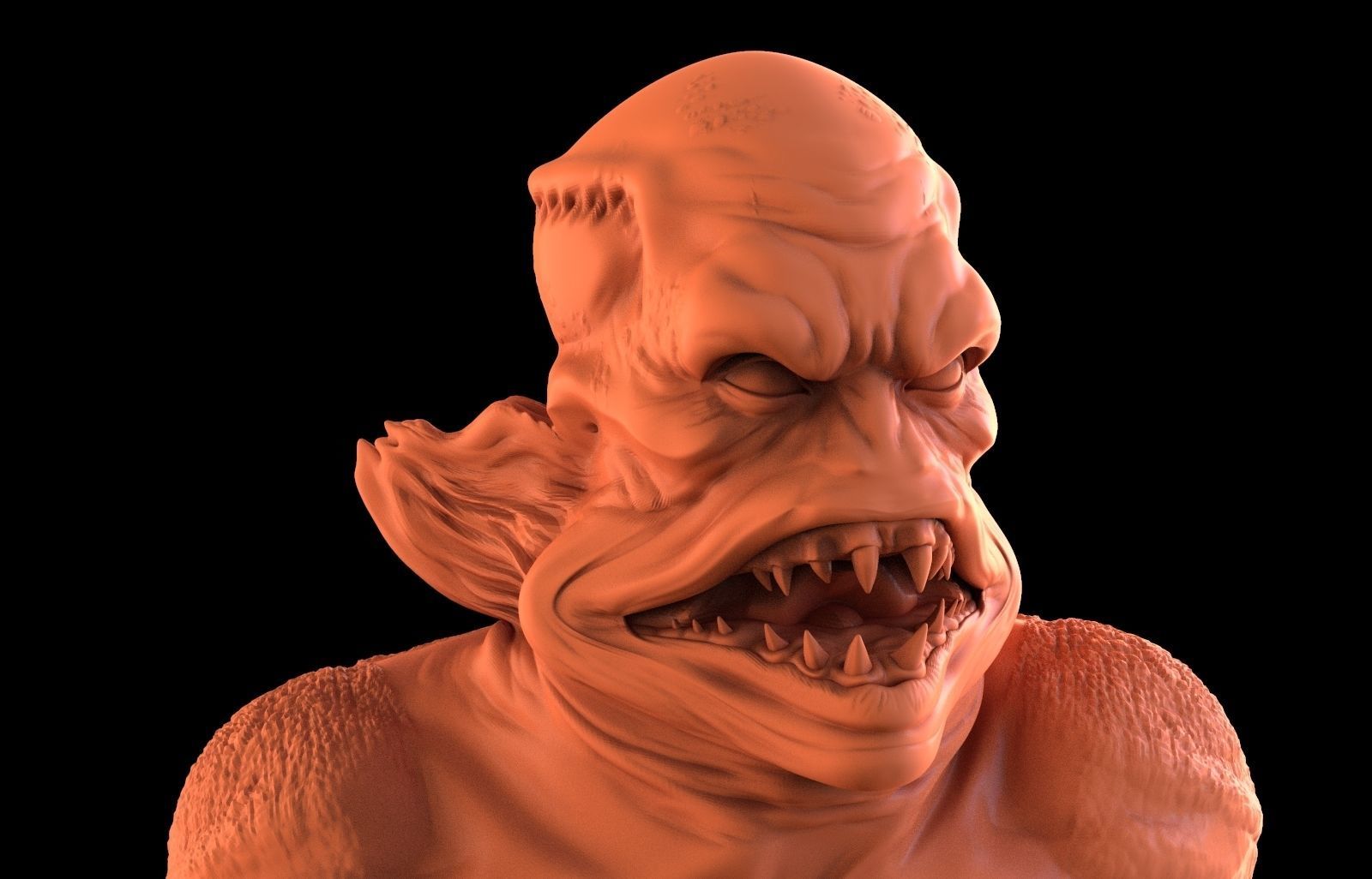 Merman bust 3D print model_7