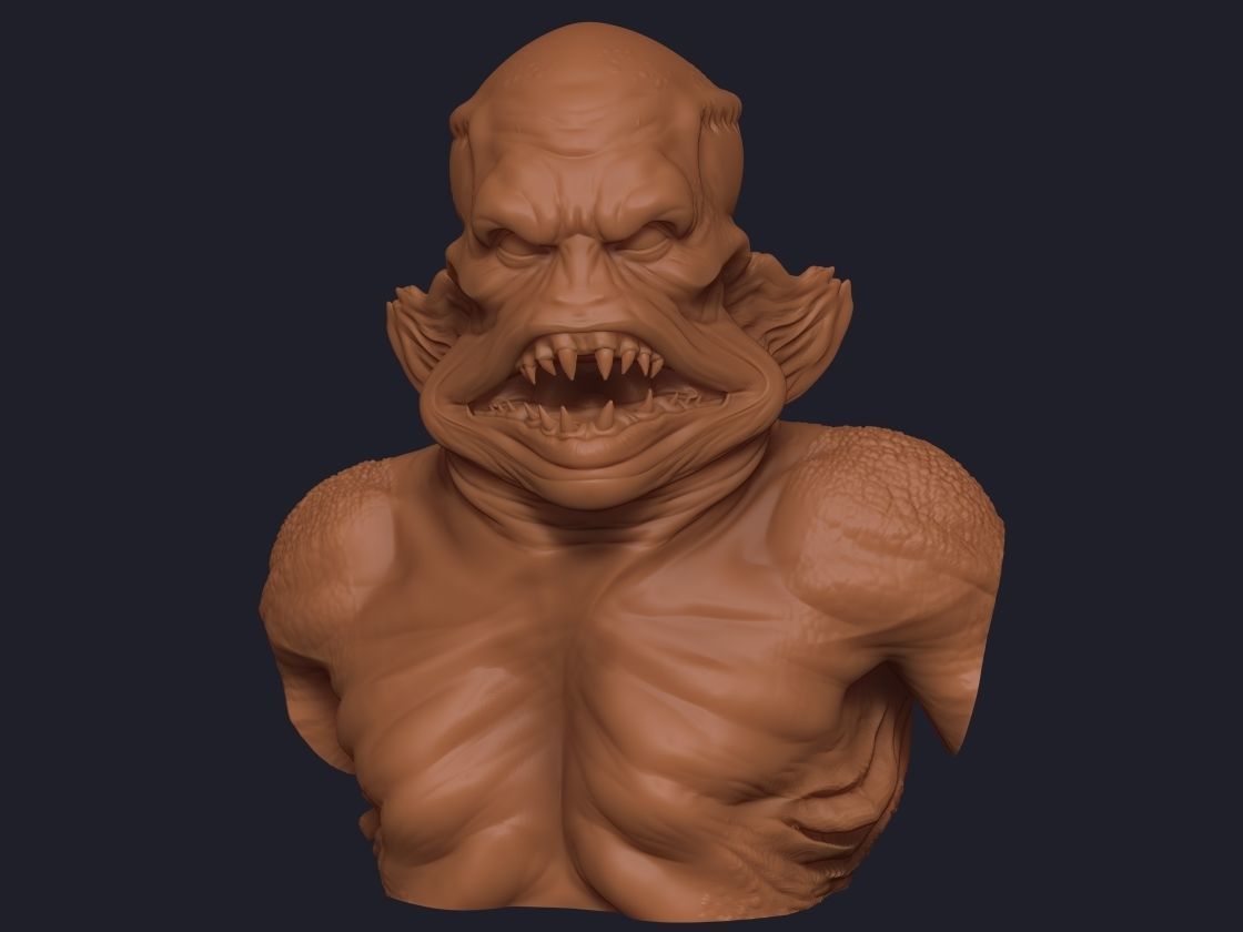 Merman bust 3D print model_9