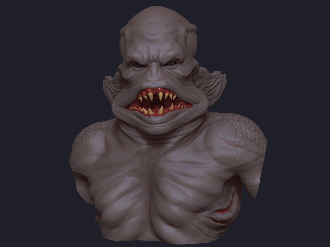 Merman bust 3D print model_8