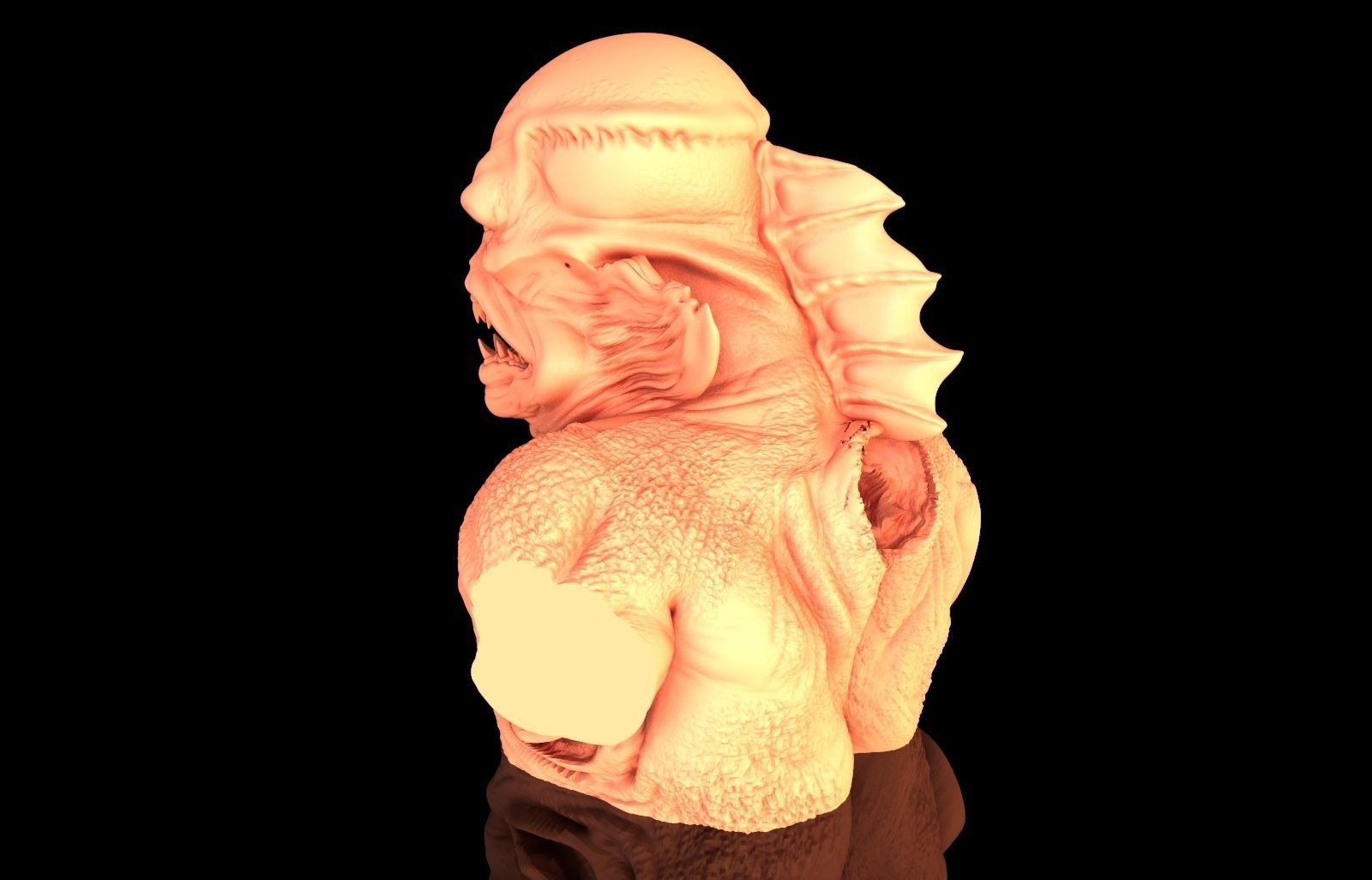 Merman bust 3D print model_6