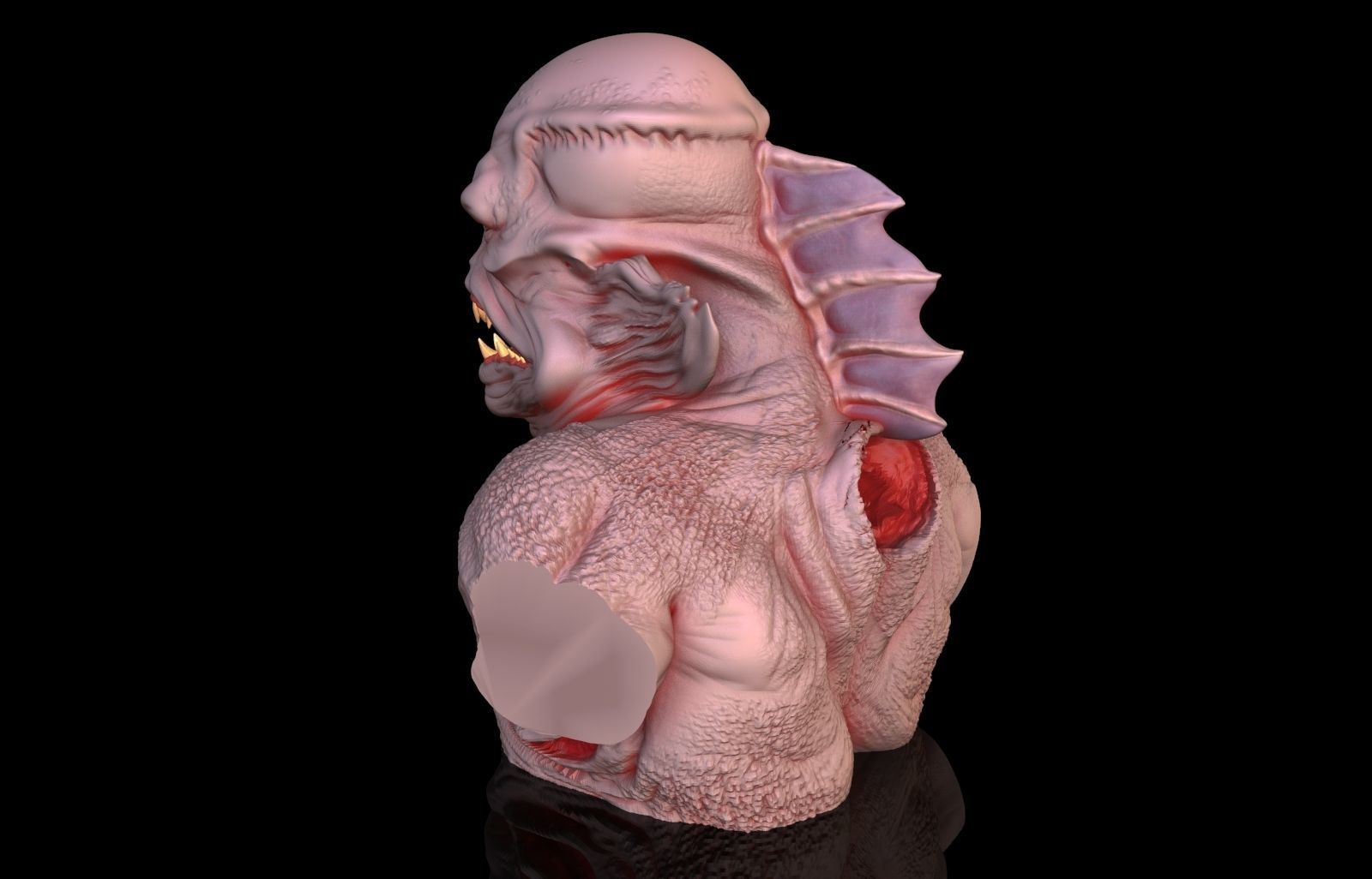 Merman bust 3D print model_2