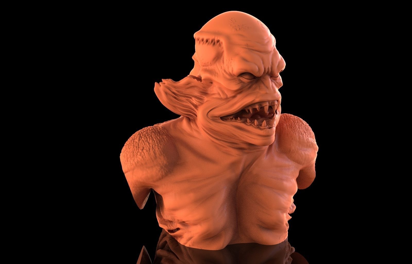 Merman bust 3D print model_5