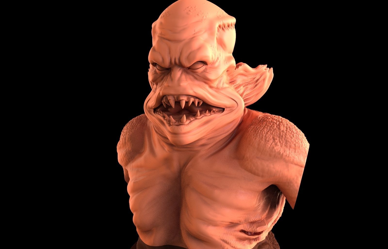 Merman bust 3D print model_4
