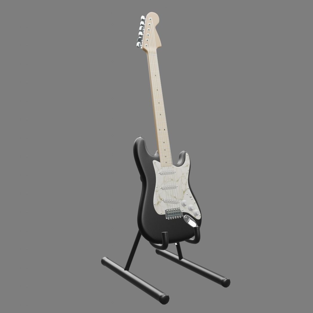 Fender stratocaster Low-poly 3D model_1