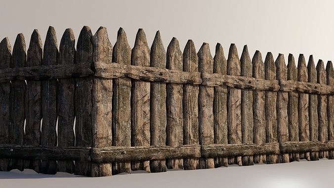 Wooden Fence  PBR Low-poly 3D model