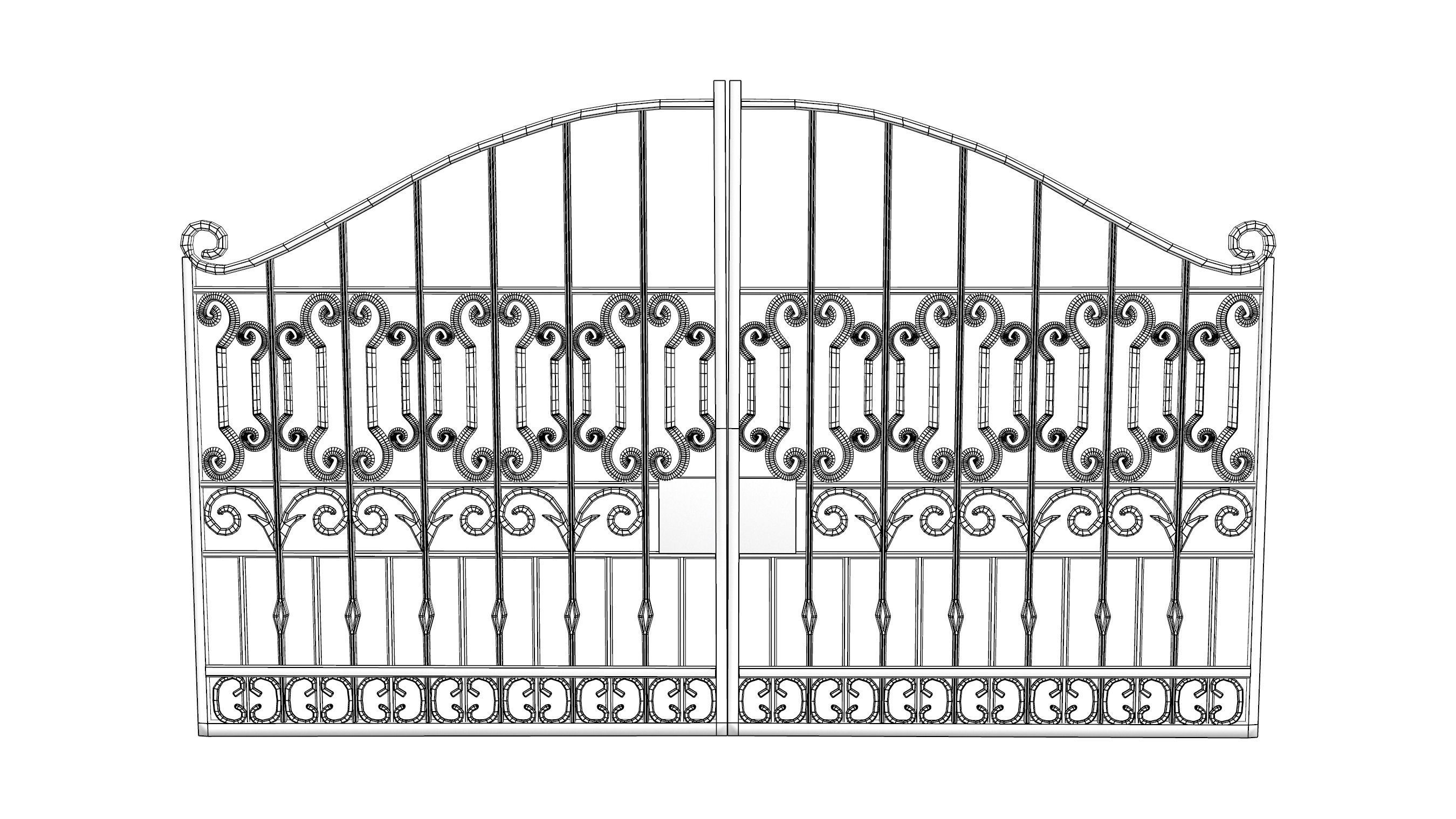 Wrought Iron Gates Low-poly 3D model_3