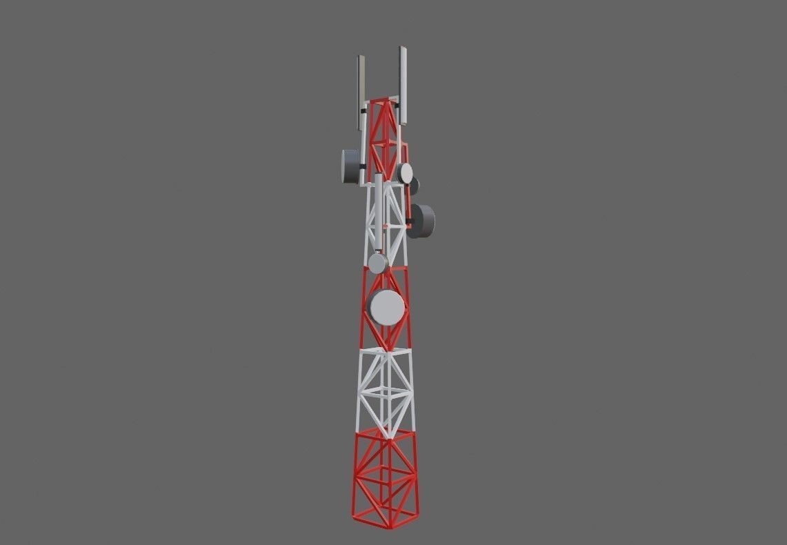 Cell Tower - Torre de Celular Low-poly 3D model_9
