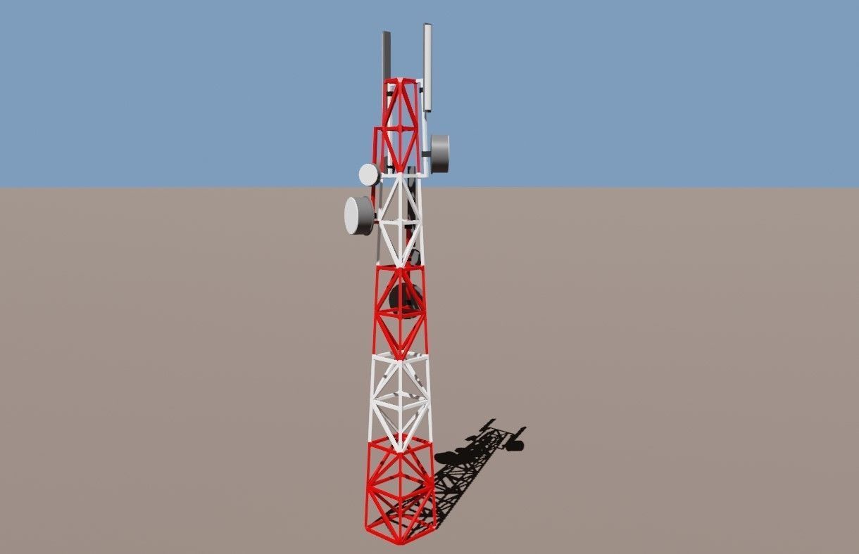 Cell Tower - Torre de Celular Low-poly 3D model_14