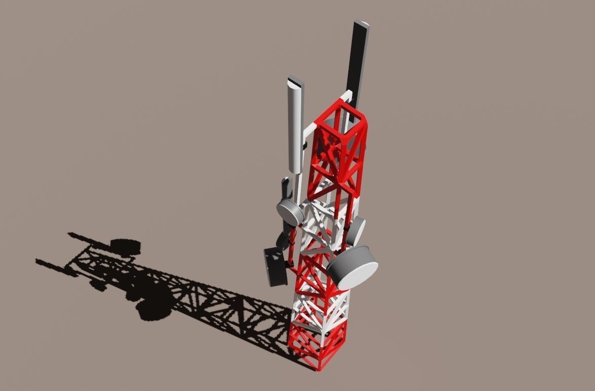 Cell Tower - Torre de Celular Low-poly 3D model_12