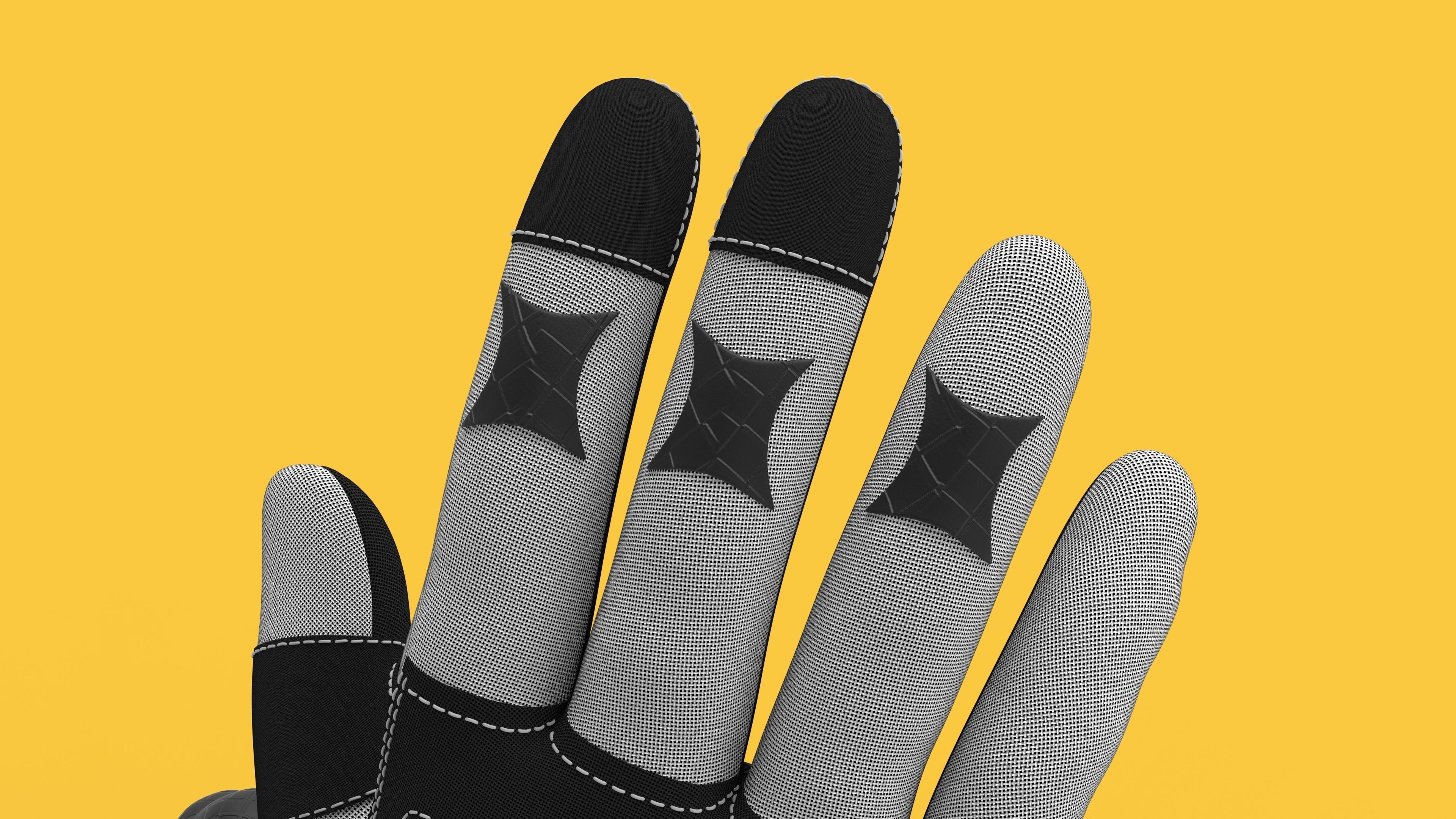 Black and white riding gloves 3D model_3