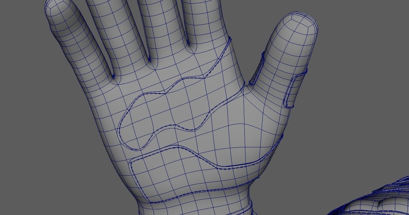 Black and white riding gloves 3D model_28