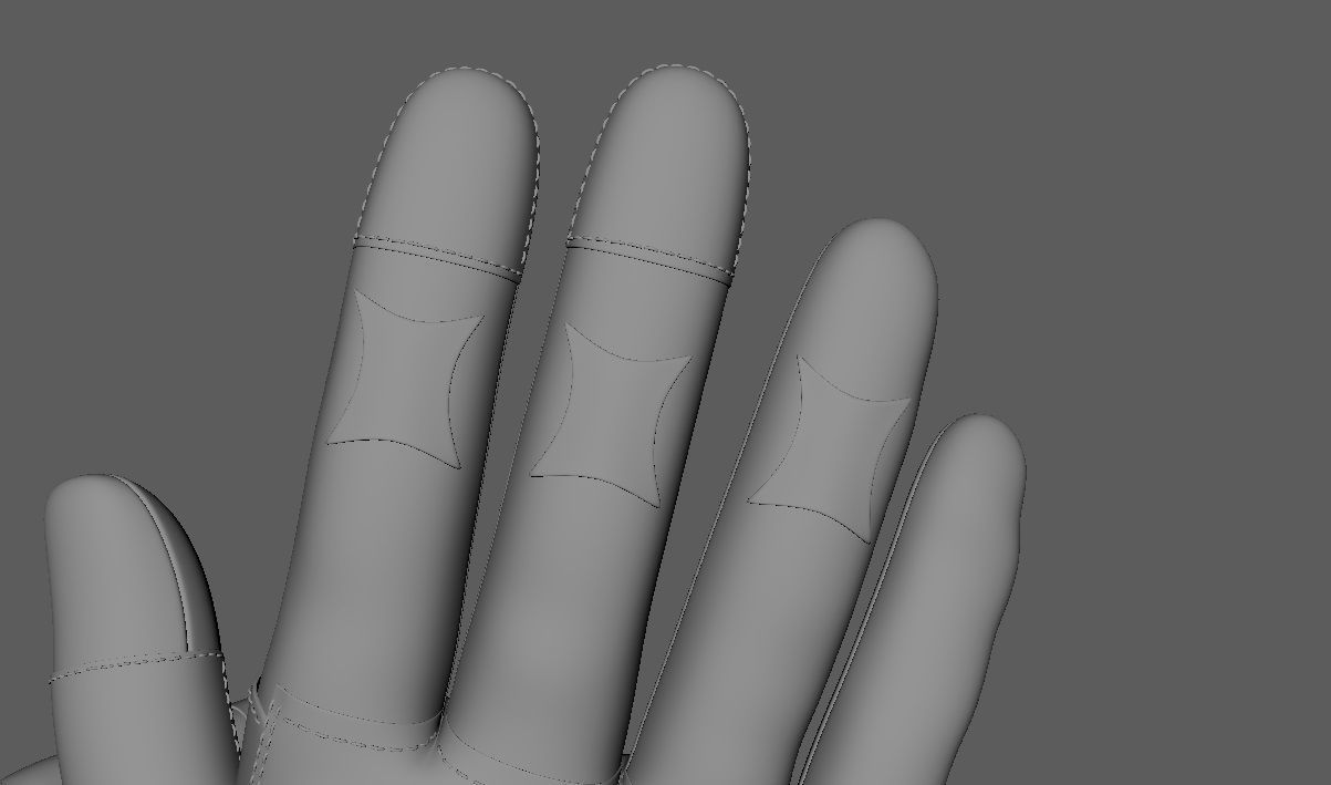Black and white riding gloves 3D model_19