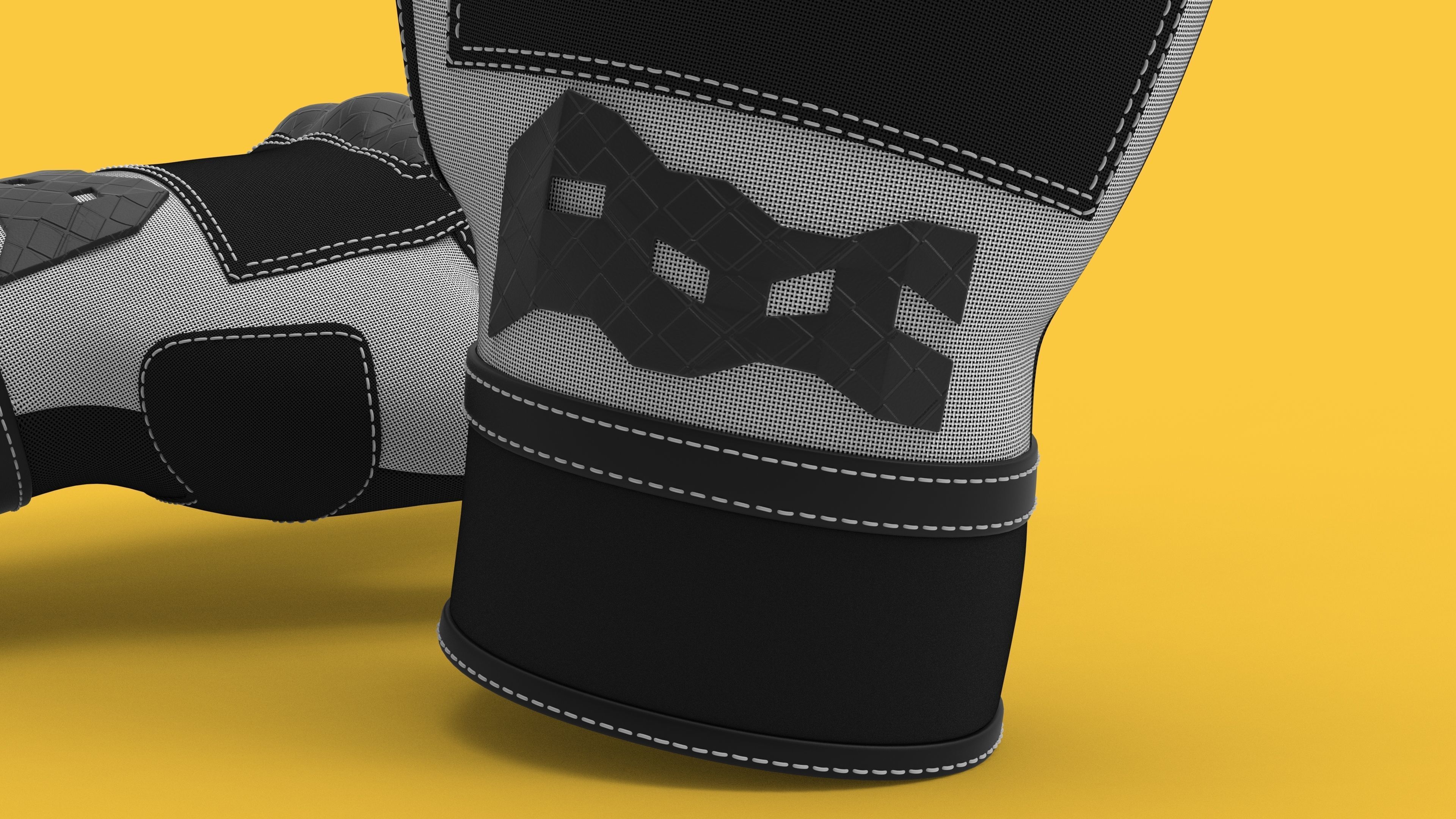 Black and white riding gloves 3D model_4