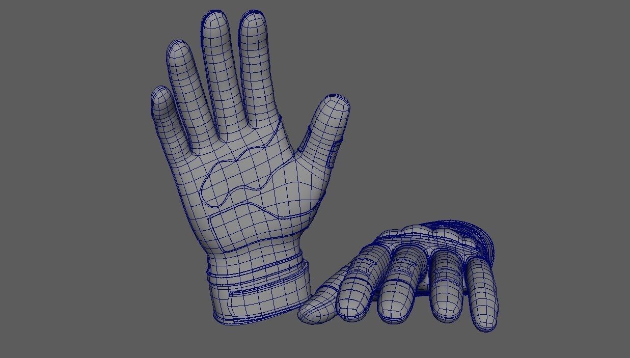 Black and white riding gloves 3D model_27