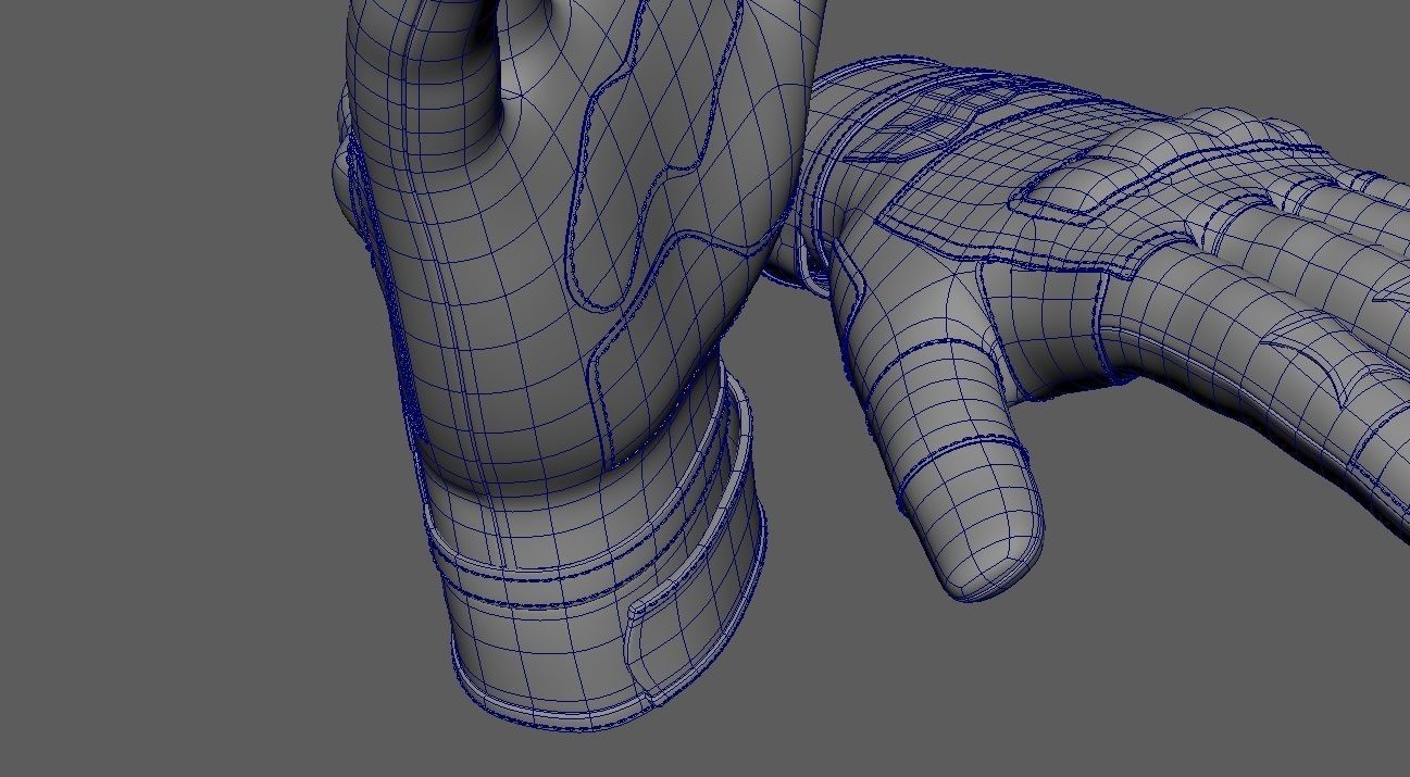 Black and white riding gloves 3D model_23