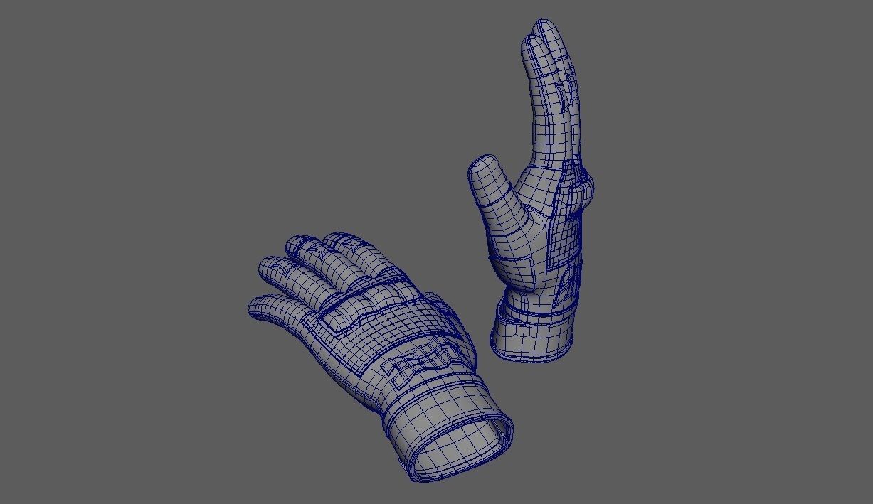 Black and white riding gloves 3D model_25