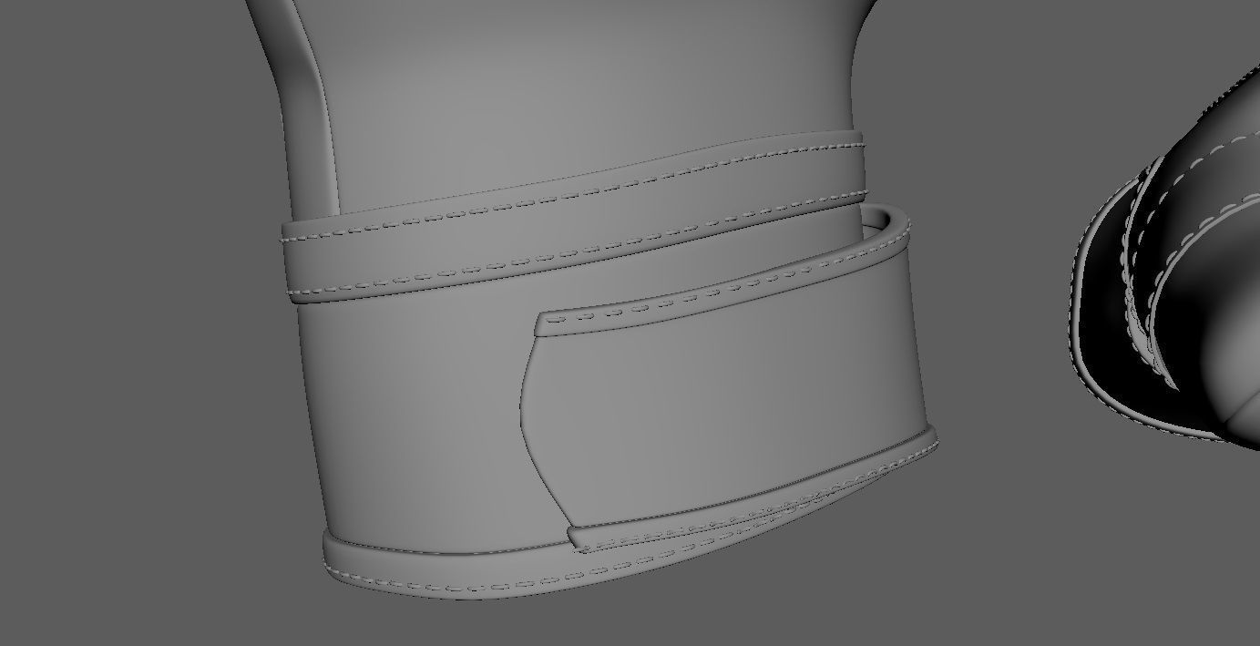 Black and white riding gloves 3D model_10