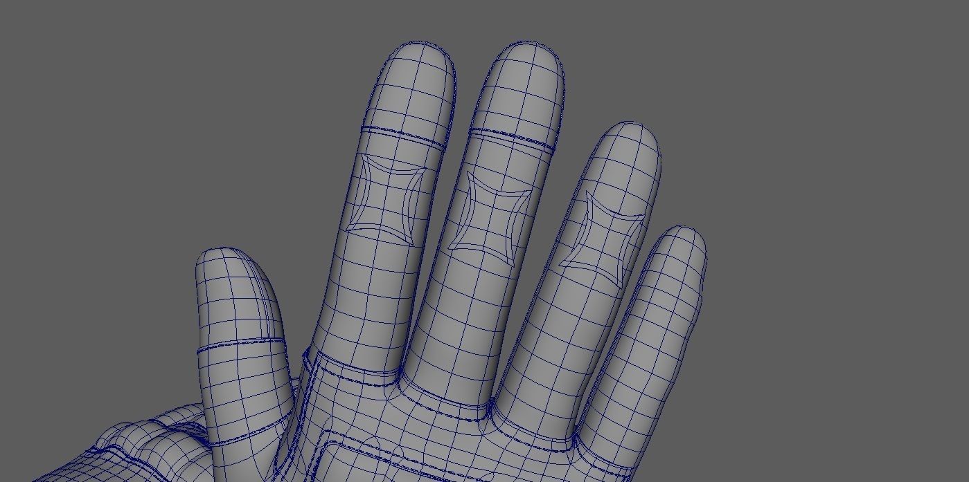 Black and white riding gloves 3D model_21