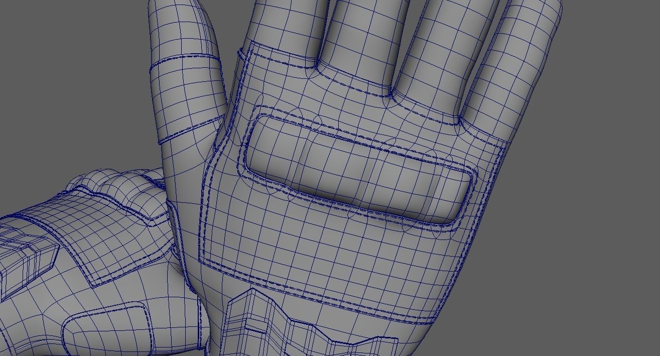 Black and white riding gloves 3D model_29