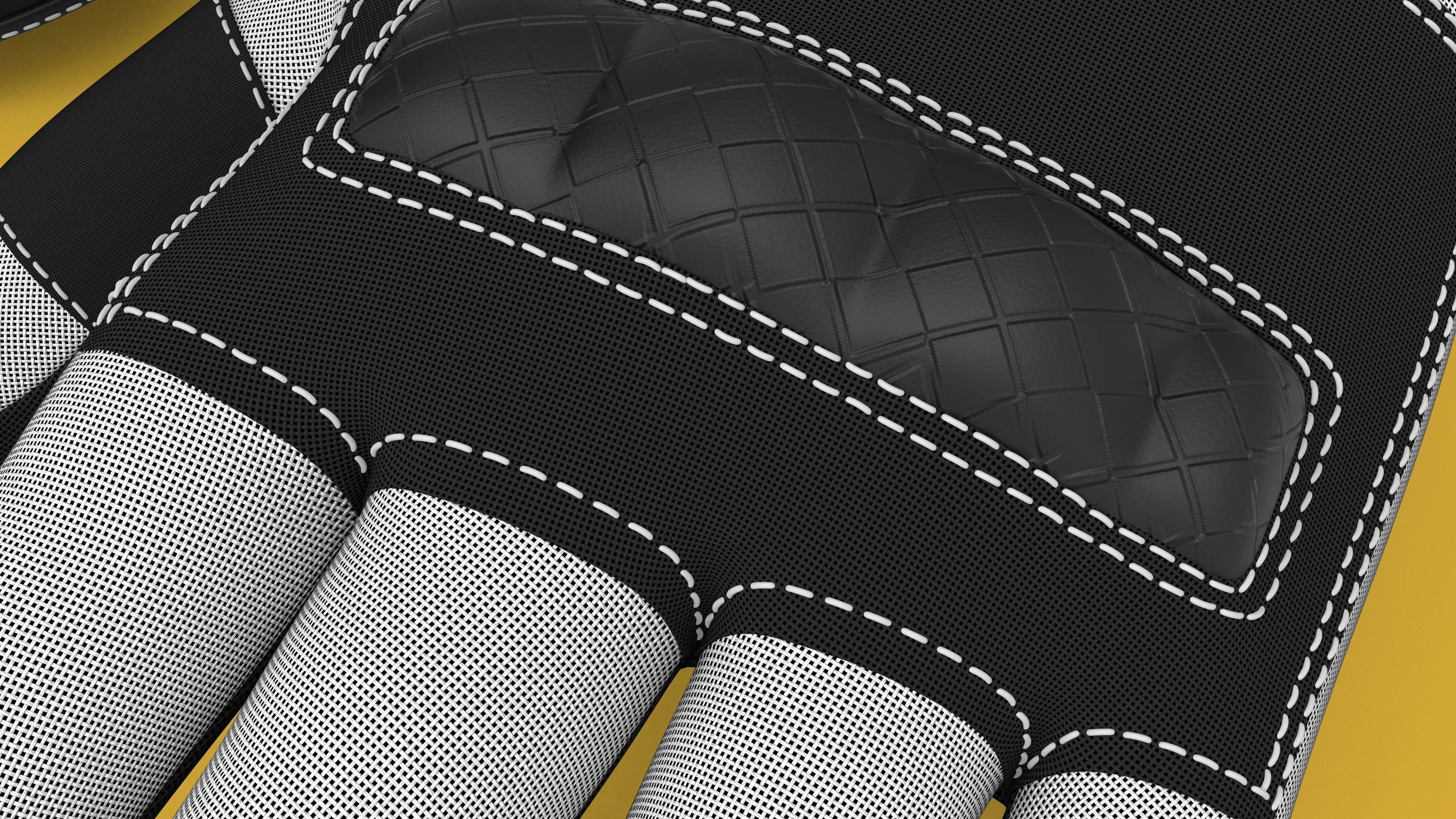 Black and white riding gloves 3D model_8