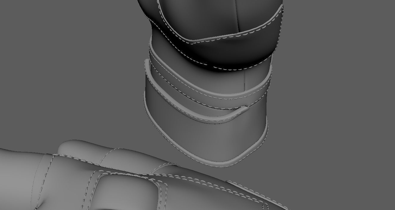 Black and white riding gloves 3D model_12