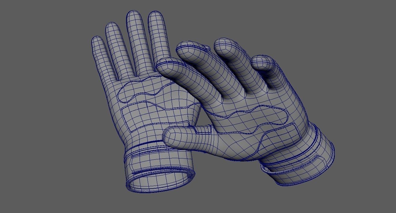 Black and white riding gloves 3D model_20