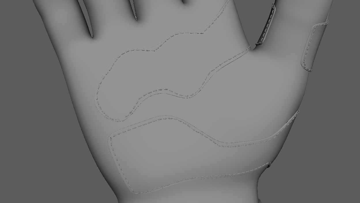 Black and white riding gloves 3D model_14