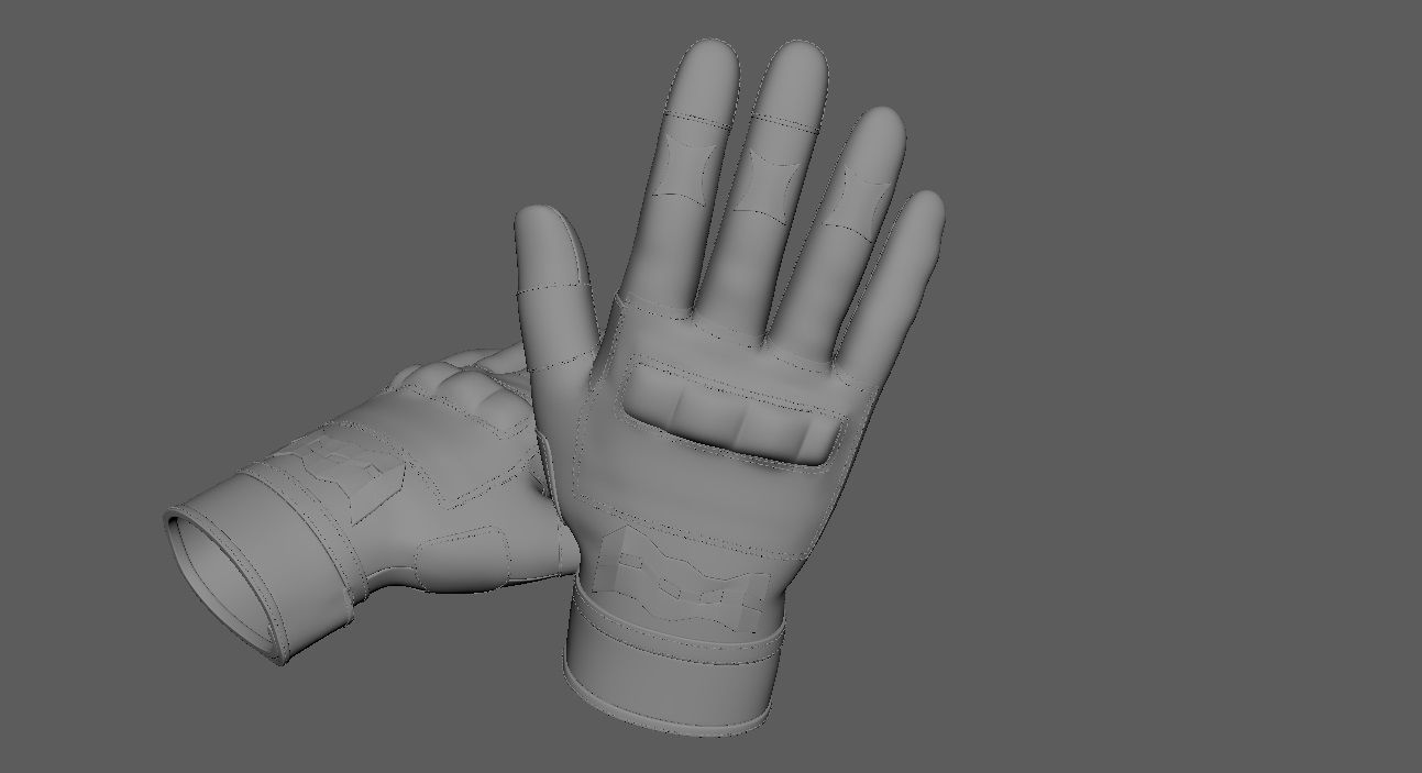 Black and white riding gloves 3D model_13