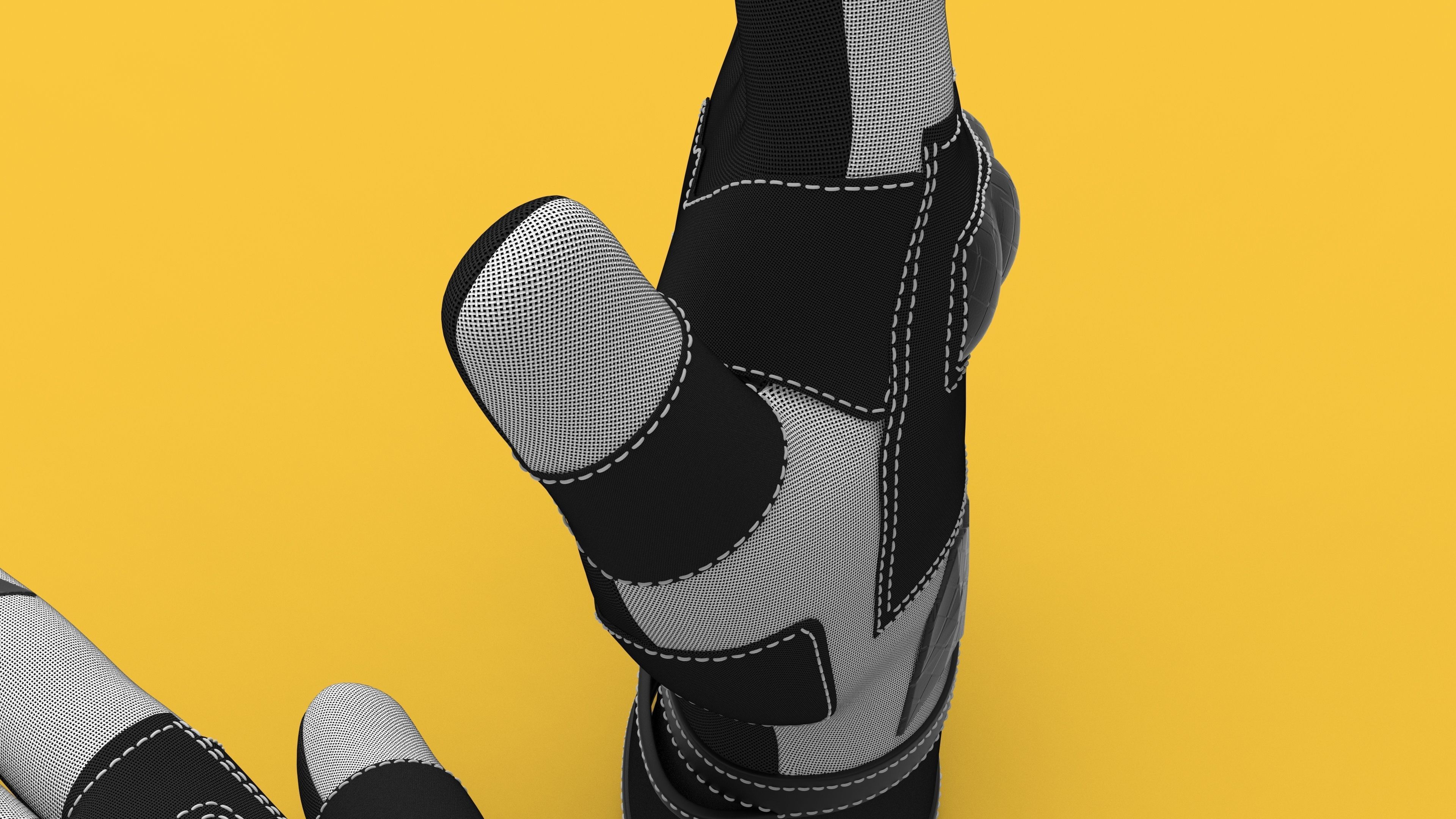 Black and white riding gloves 3D model_9