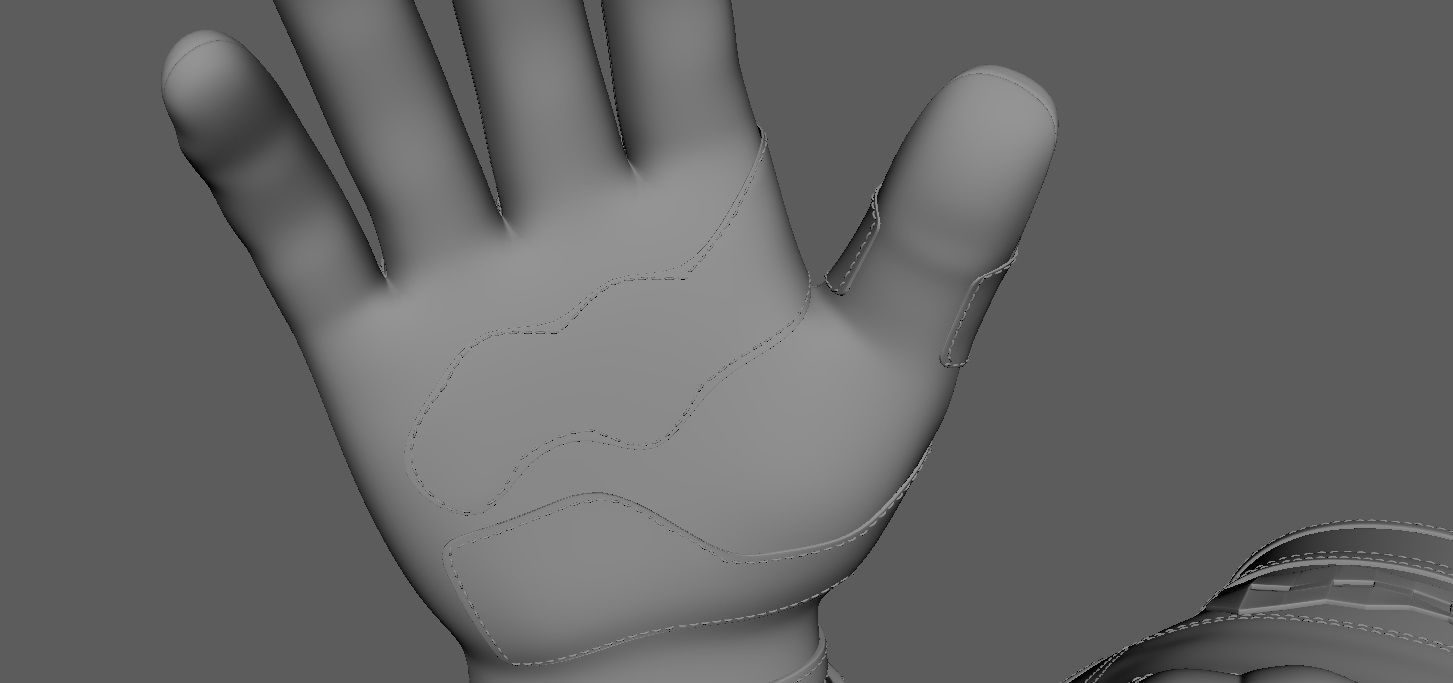 Black and white riding gloves 3D model_16
