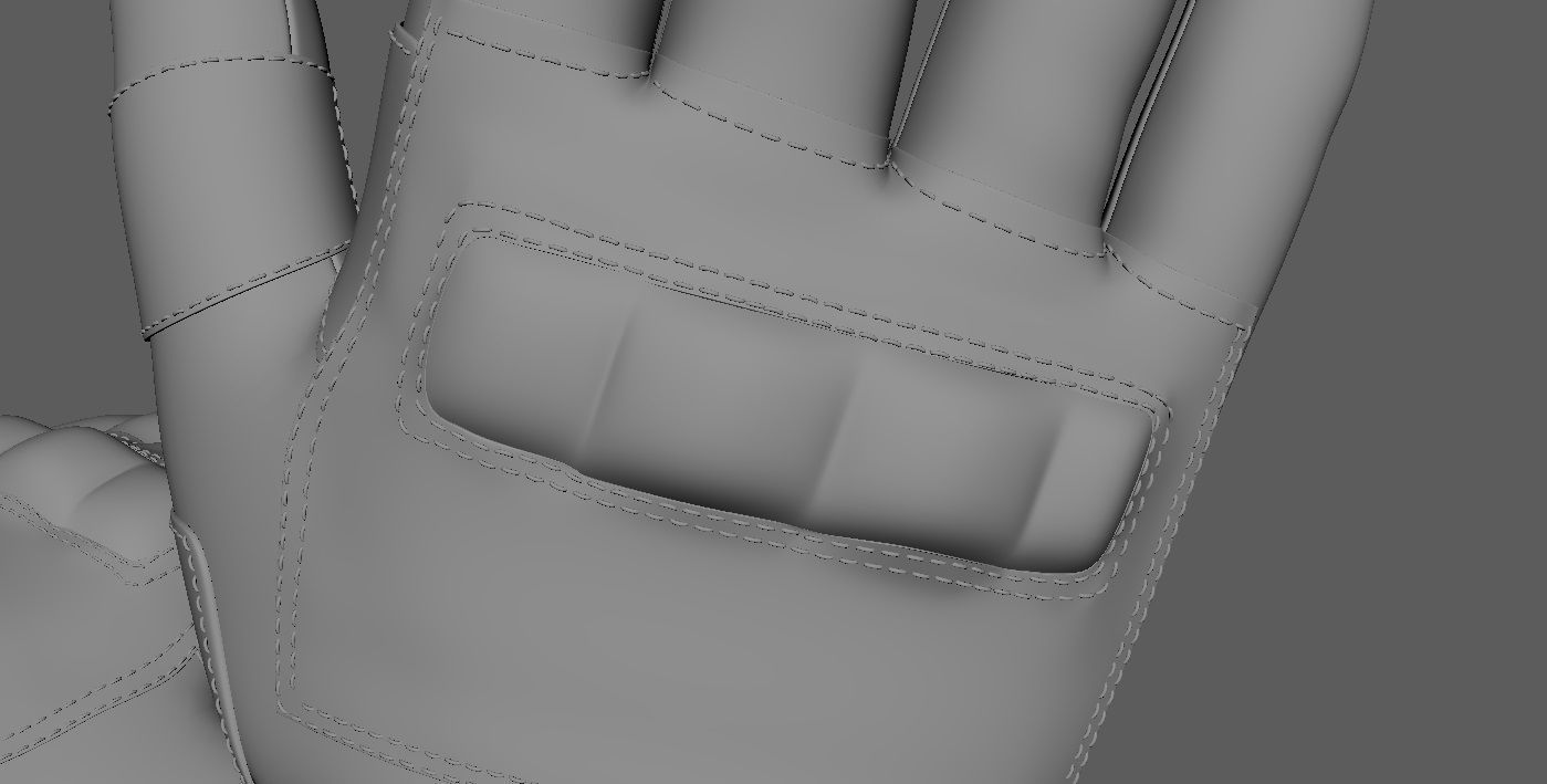 Black and white riding gloves 3D model_17