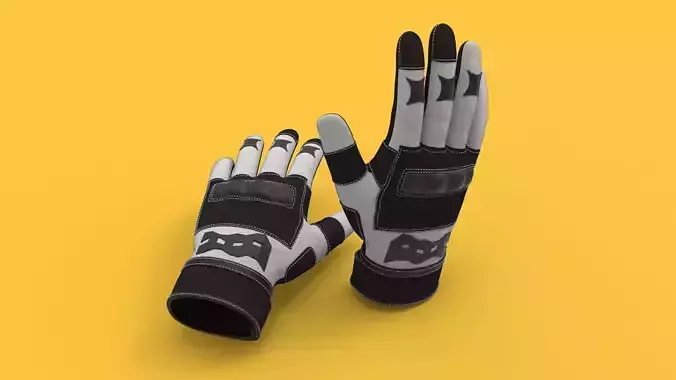 Black and white riding gloves