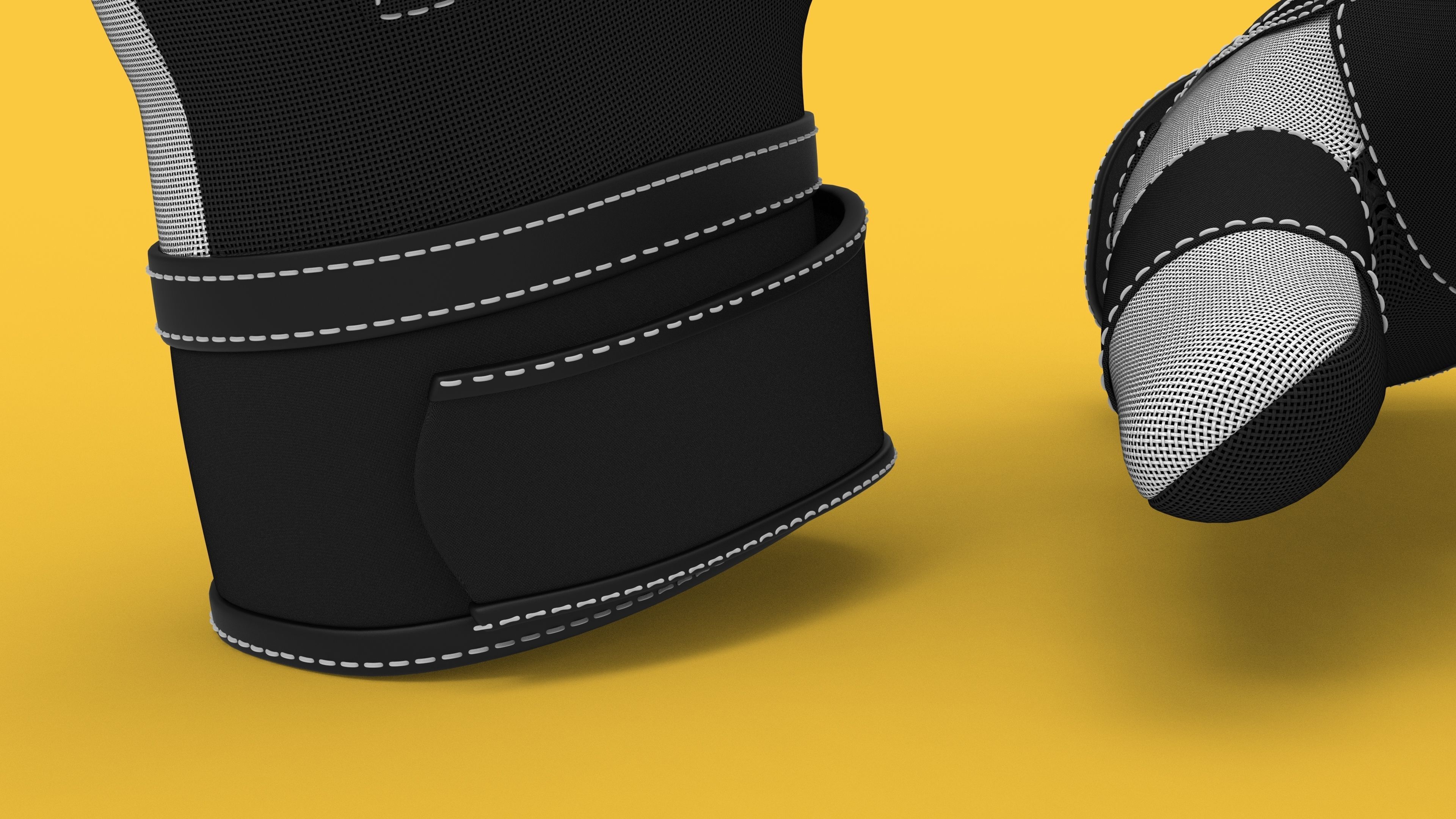 Black and white riding gloves 3D model_5