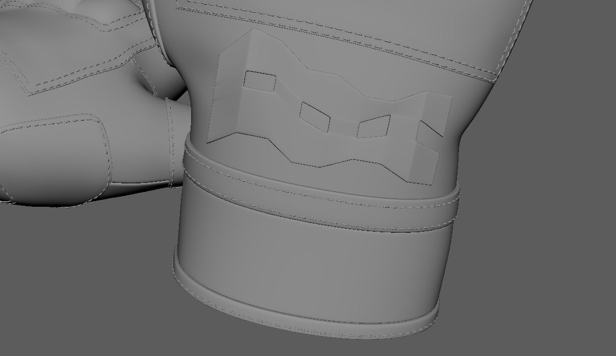 Black and white riding gloves 3D model_18