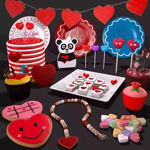 Valentines Decorations Version Three 3D Model Collection