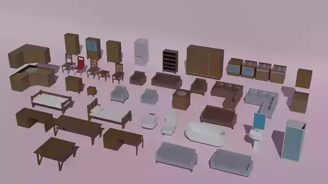 Low Poly Furniture Pack Free low-poly 3D model Low Poly Furniture Pack Free low-poly 3D model