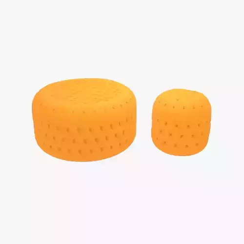 Round tufted ottoman yellow fabric 3D model