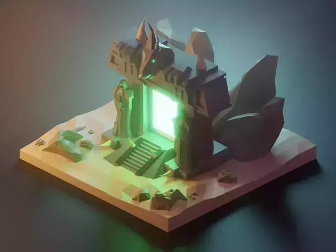  Dark portal 3D  game ready low poly render in blender Low-poly 3D model