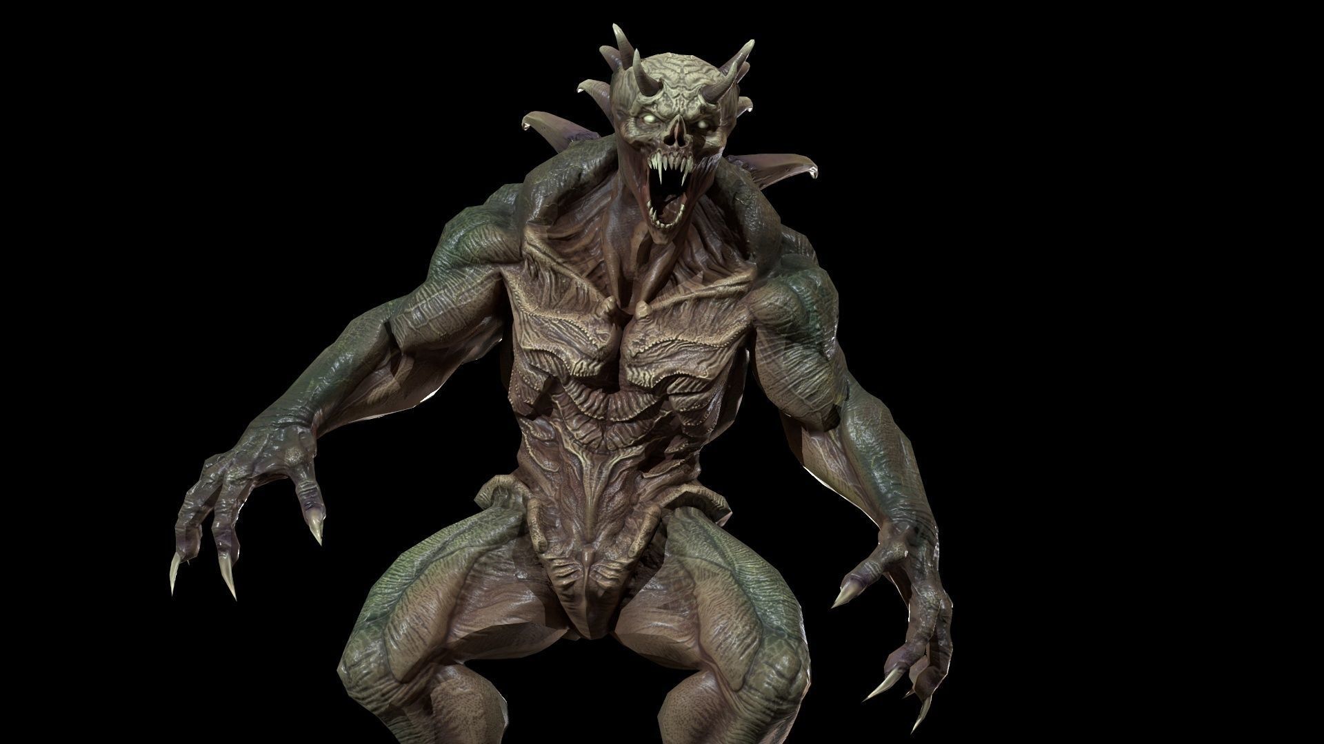 StrongDemon humanoid creature Low-poly 3D model_3