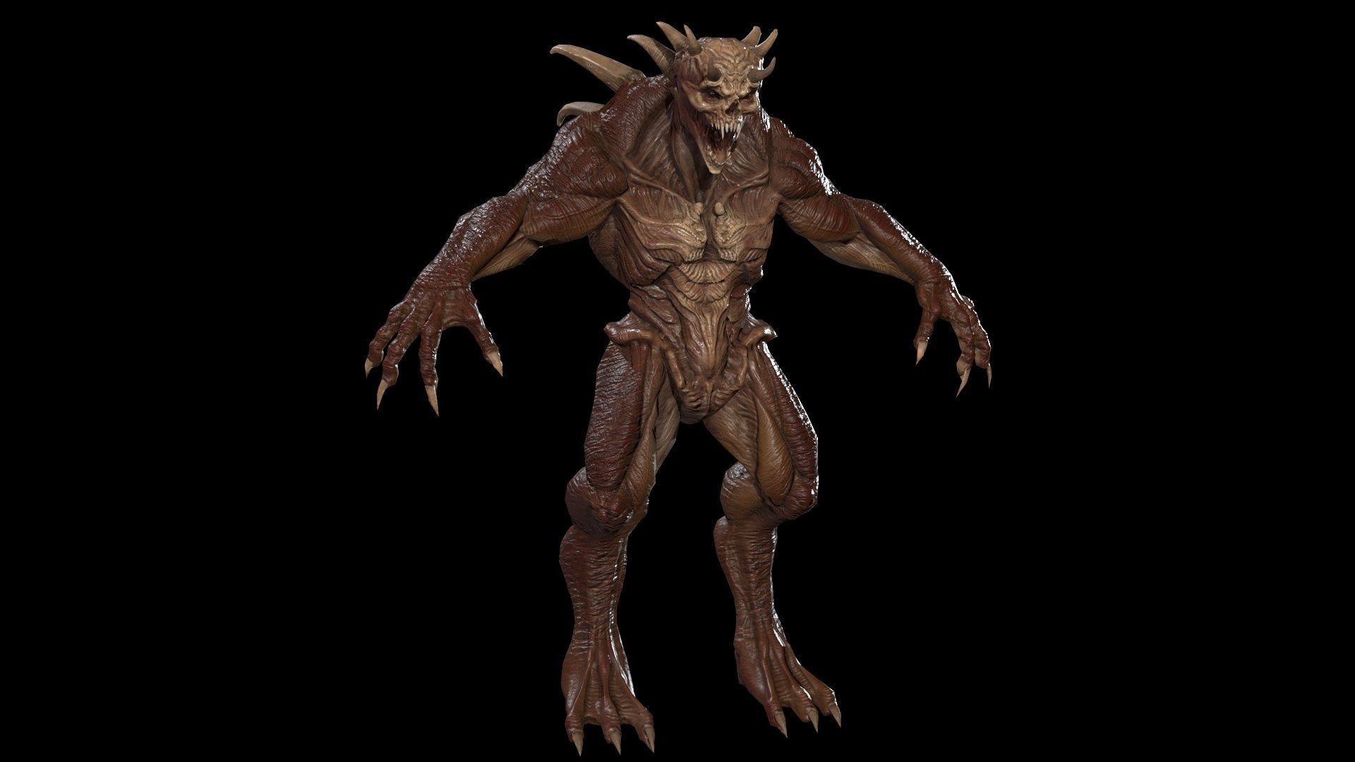 StrongDemon humanoid creature Low-poly 3D model_5