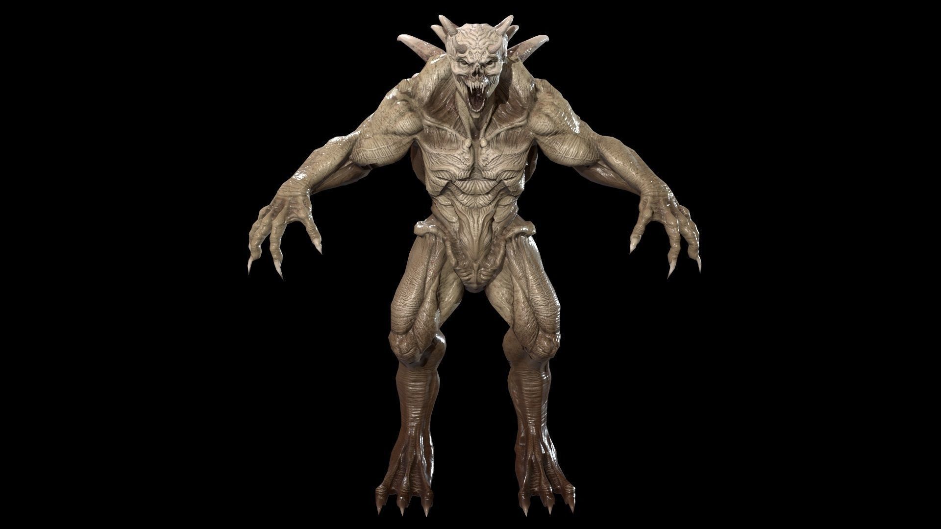 StrongDemon humanoid creature Low-poly 3D model_13