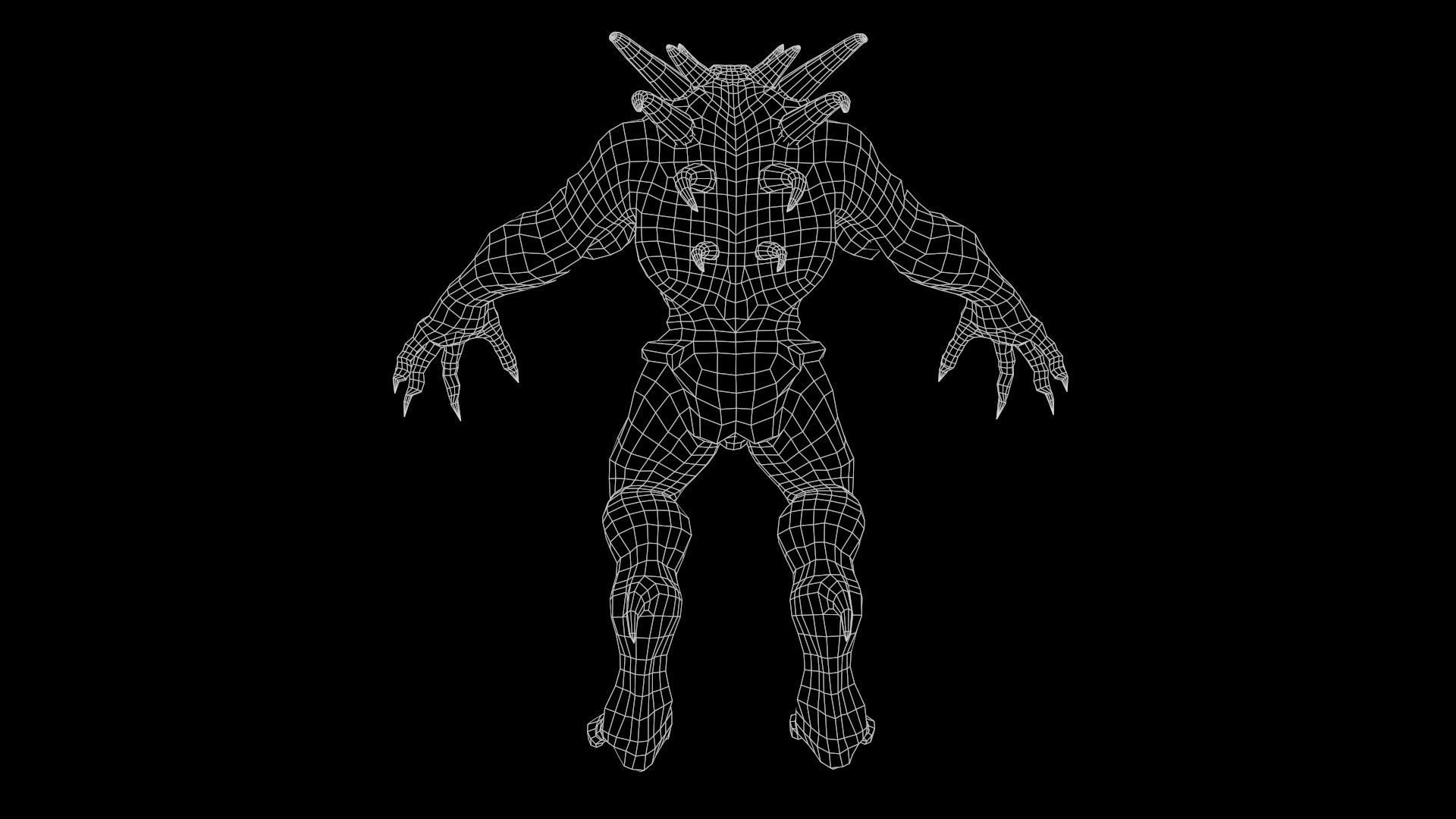 StrongDemon humanoid creature Low-poly 3D model_4
