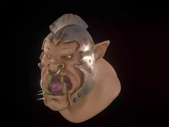 Orc Head with helmet
